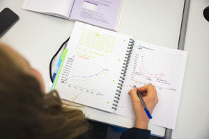 Elev som held på å løyse rekneoppgåve. Foto: Reed foto